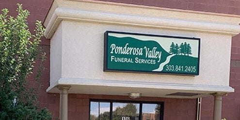 Ponderosa Valley Funeral Services sign