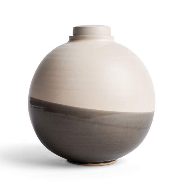 Moon Cremation Urn - White and Gray