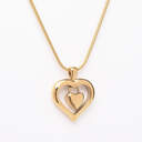Double Heart Cremation Necklace - Gold  image number 1